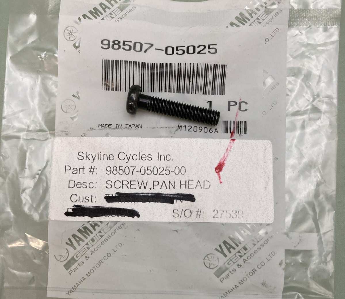 NEW GENUINE YAMAHA 98507-05025 Screw, Pan HEAD(4MY)