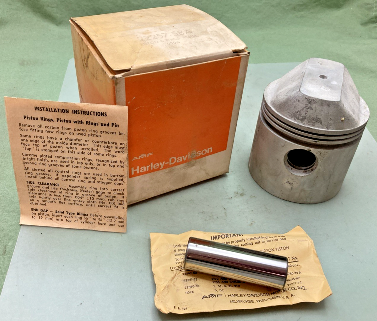 NEW GENUINE HARLEY DAVIDSON 22257-58A PISTON AND PIN ONLY INCOMPLETE KIT