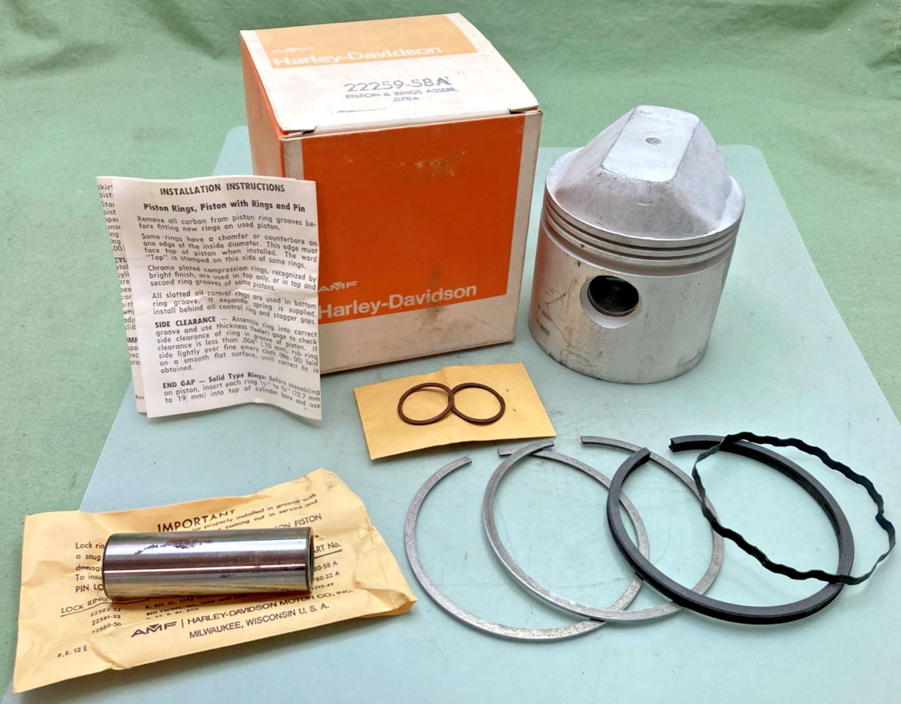 NEW GENUINE HARLEY DAVIDSON 22259-58A PISTON WITH RINGS AND PIN