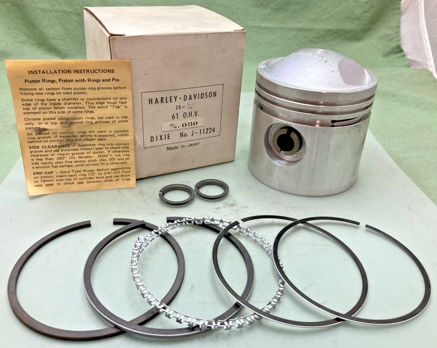 NEW GENUINE DIXIE J-11224 PISTON WITH RINGS AND PIN FOR HARLEY DAVIDSON
