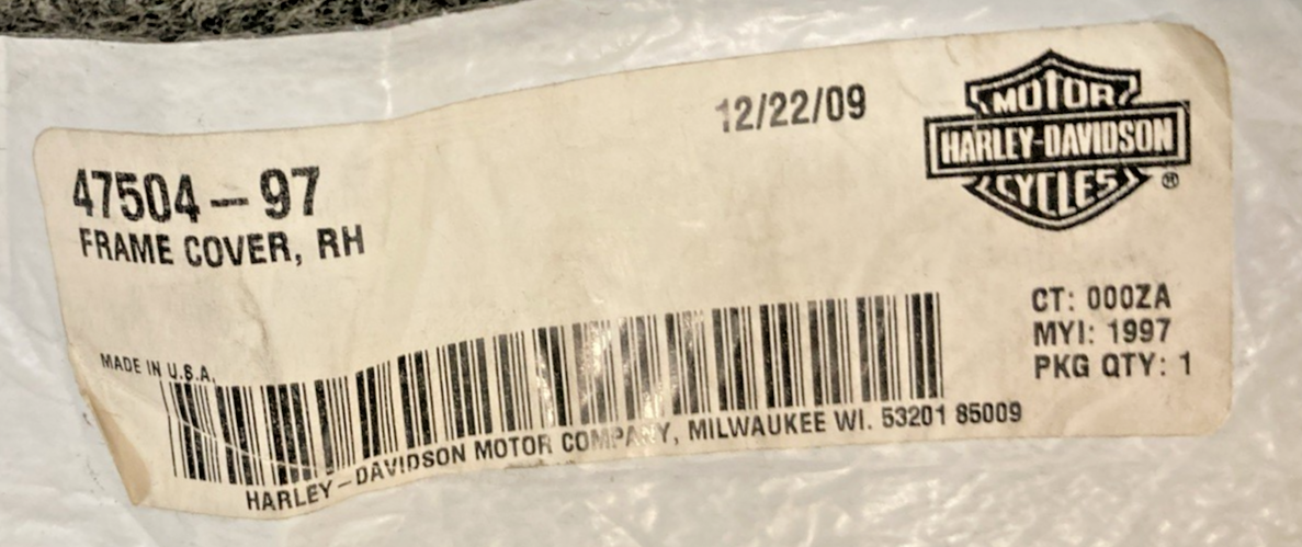 NEW GENUINE HARLEY DAVIDSON 49207-04 RIGHT FRAME COVER