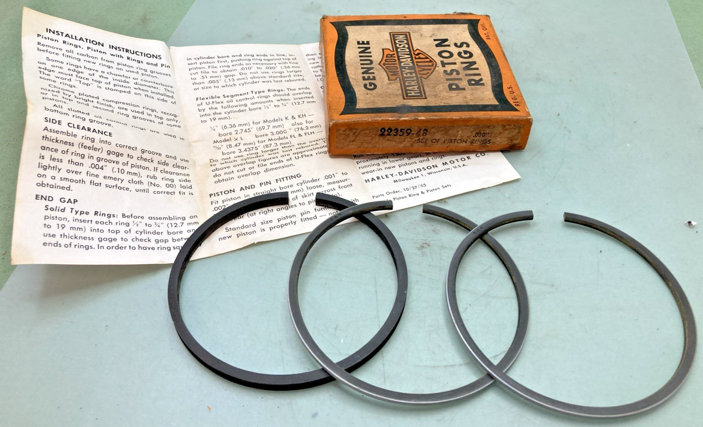 NEW GENUINE HARLEY DAVIDSON 22359-48 PISTON RING SET
