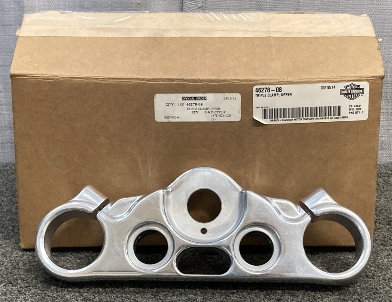NEW GENUINE HARLEY-DAVIDSON 46278-08 Low Rider Upper Triple Tree Steering Clamp