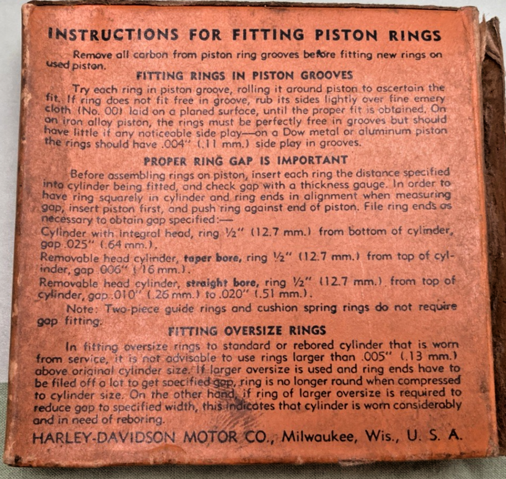 NEW GENUINE HARLEY DAVIDSON 265-24 PISTON RINGS STD.