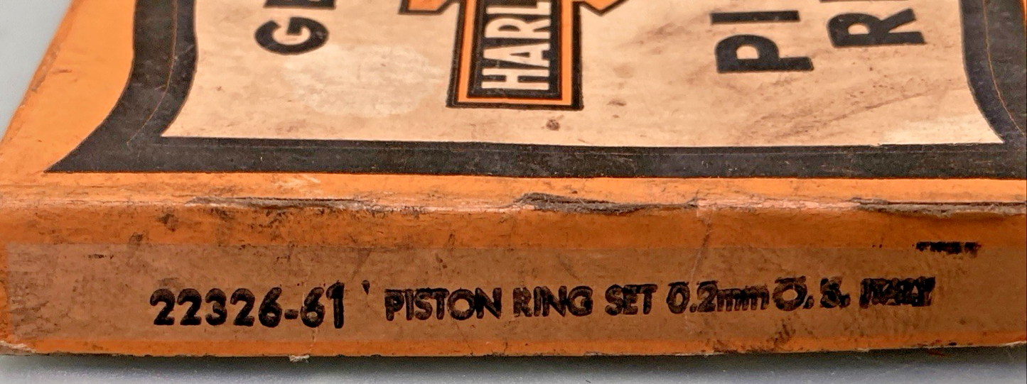 NEW GENUINE HARLEY DAVIDSON 22326-61 PISTON RINGS .02 O/S SPRINT 1961-7 C/H
