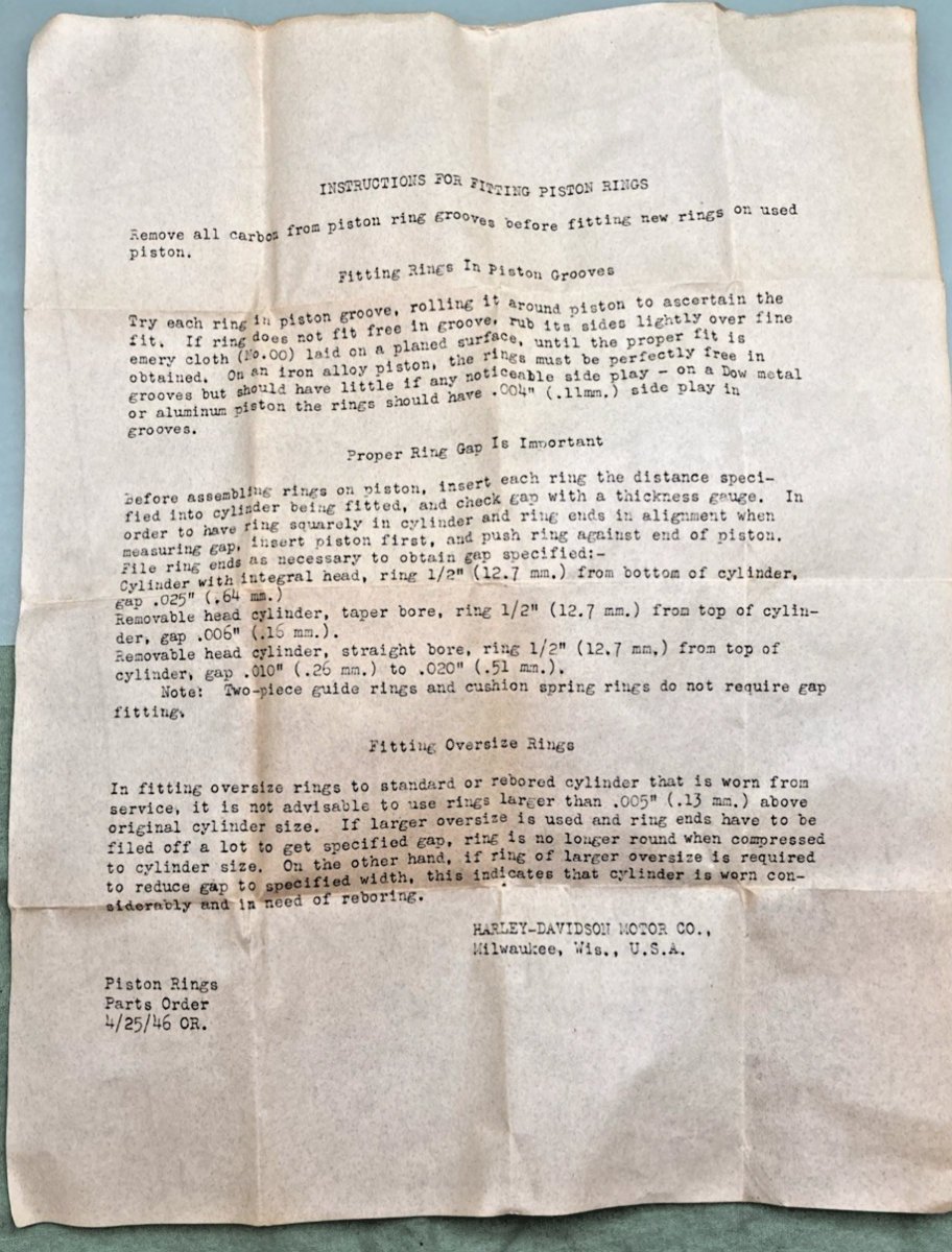 NEW GENUINE HARLEY DAVIDSON 22194-42 PISTON RINGS .040 O/S