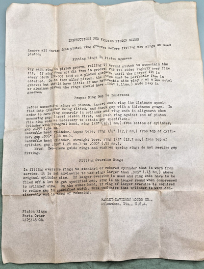 NEW GENUINE HARLEY DAVIDSON 22194-42 PISTON RINGS .040 O/S