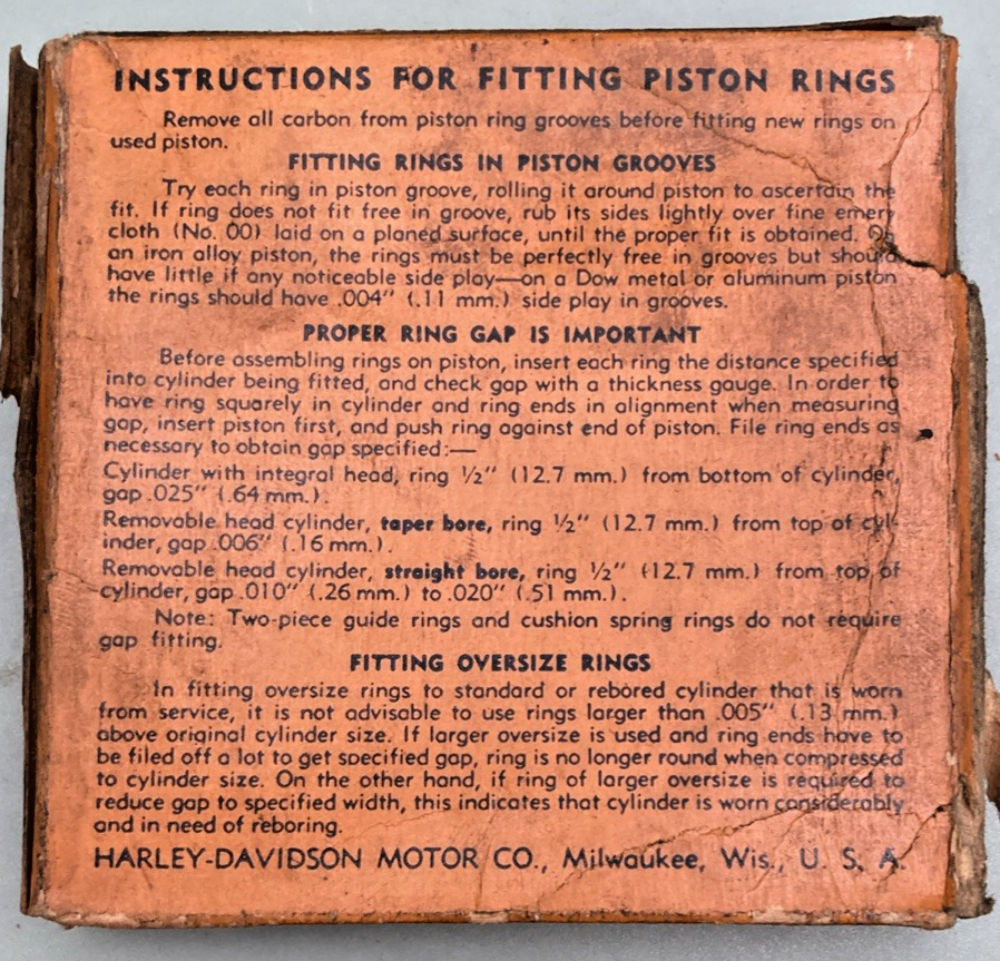 NEW GENUINE HARLEY DAVIDSON 266-37S PISTON RINGS .030" O/S