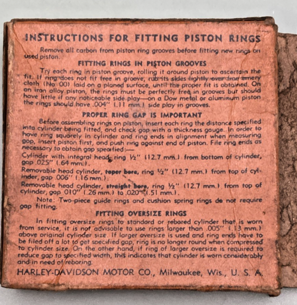 NEW GENUINE HARLEY DAVIDSON 266-37S PISTON RINGS .060" O/S