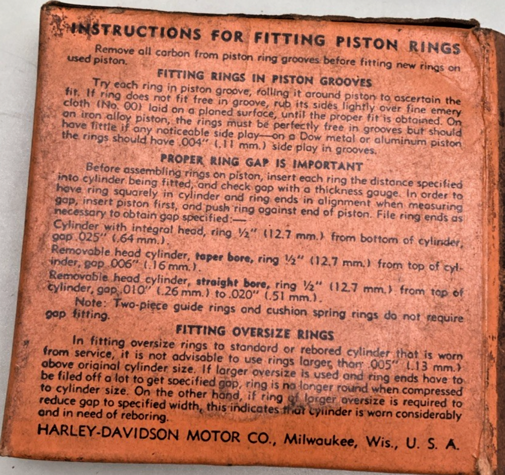 NEW GENUINE HARLEY DAVIDSON 22192-42 PISTON RINGS .010" O/S