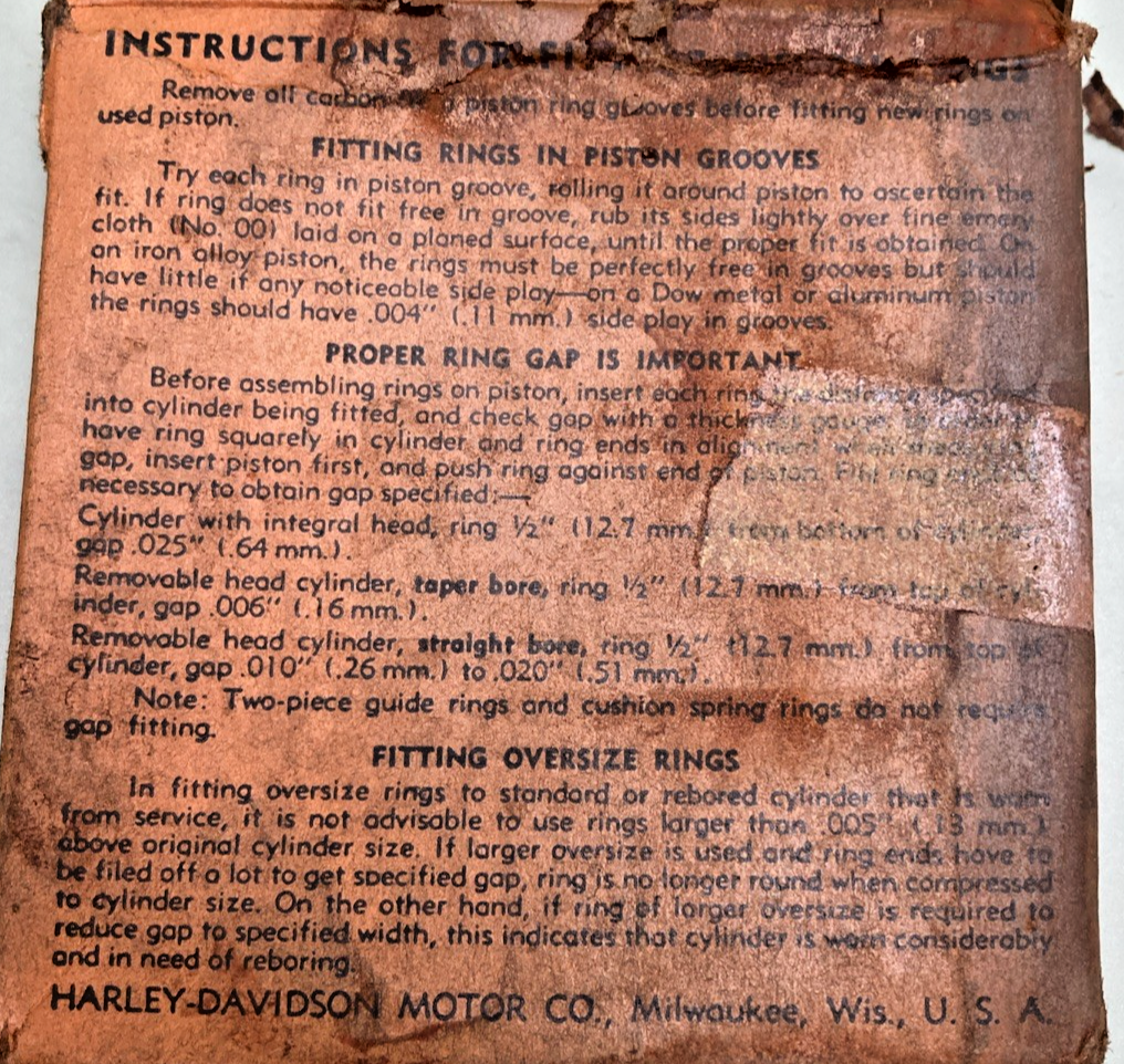 NEW GENUINE HARLEY DAVIDSON 262-37C PISTON RINGS .005" O/S