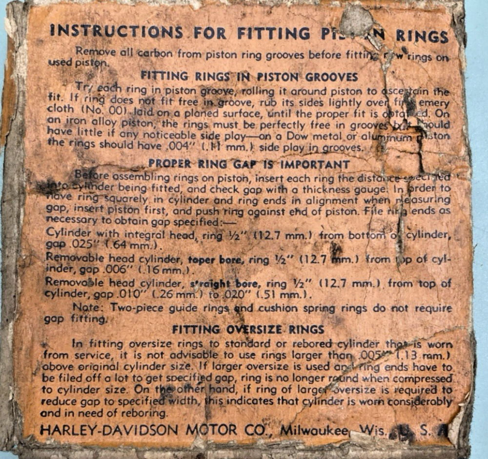 NEW GENUINE HARLEY DAVIDSON 262-41E PISTON RINGS .020 O/S