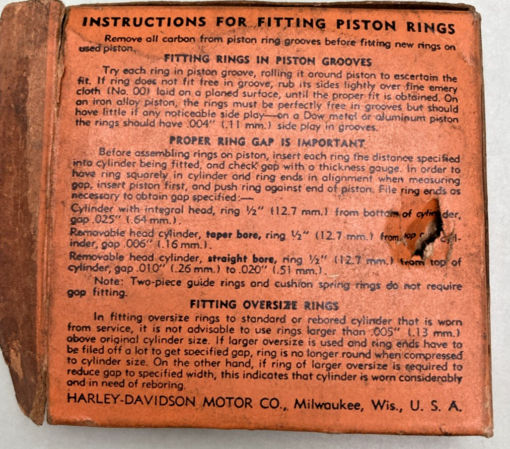 NEW GENUINE HARLEY DAVIDSON 265-36G PISTON RINGS .040 O/S