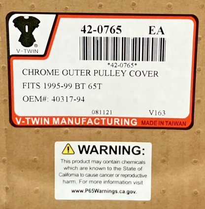 NEW GENUINE TEDD CYCLE FOR V-TWIN 42-0765 CHROME OUTER PULLEY COVER 40317-94