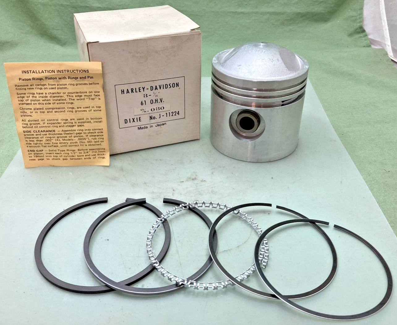 NEW GENUINE DIXIE J-11224 PISTON KIT WITH CIRCLIPS FOR HARLEY DAVIDSON