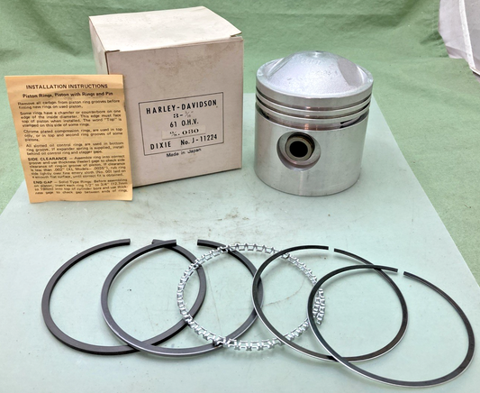 NEW GENUINE DIXIE J-11224 PISTON KIT WITH CIRCLIPS FOR HARLEY DAVIDSON