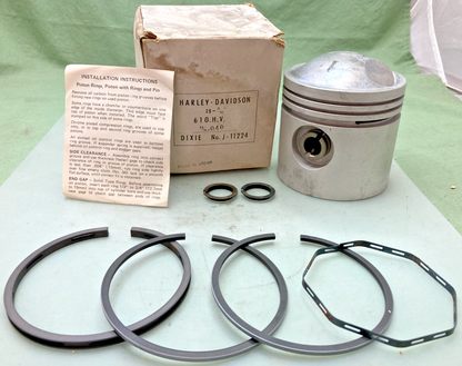 NEW GENUINE DIXIE J-11224 PISTON KIT, INSTRUCTIONS AND CIRCLIPS FOR HARLEY