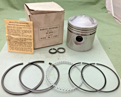 NEW GENUINE DIXIE J-11224 PISTON KIT, NO PIN FITS HARLEY DAVIDSON