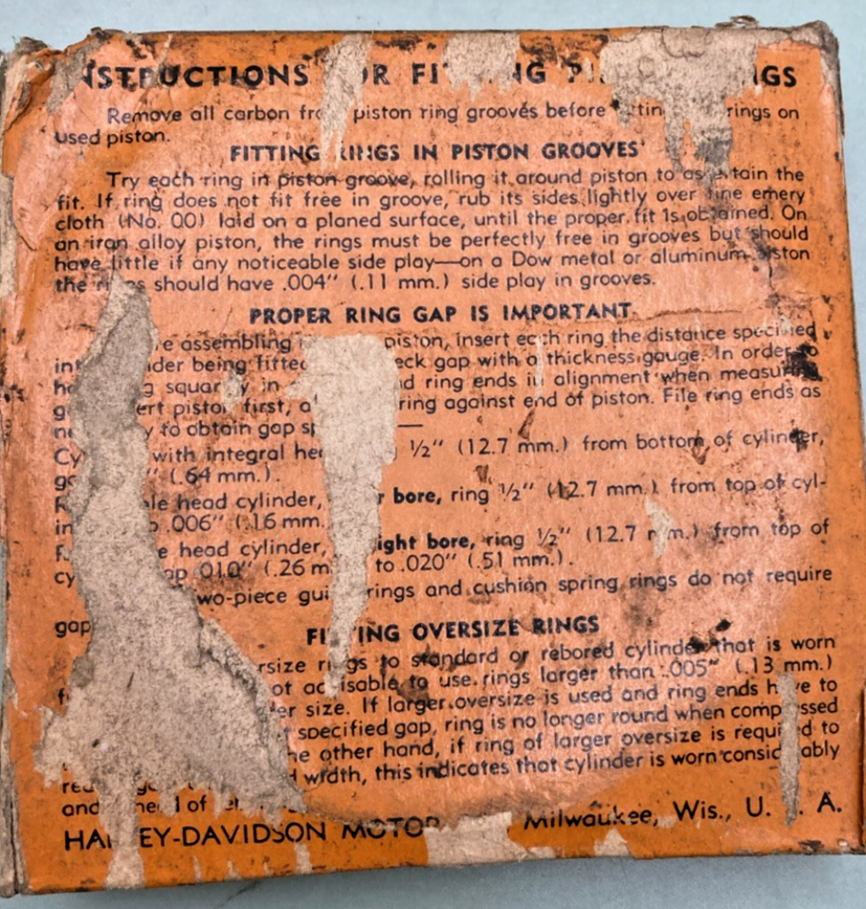 NEW GENUINE HARLEY DAVIDSON 262-36 PISTON RINGS STD