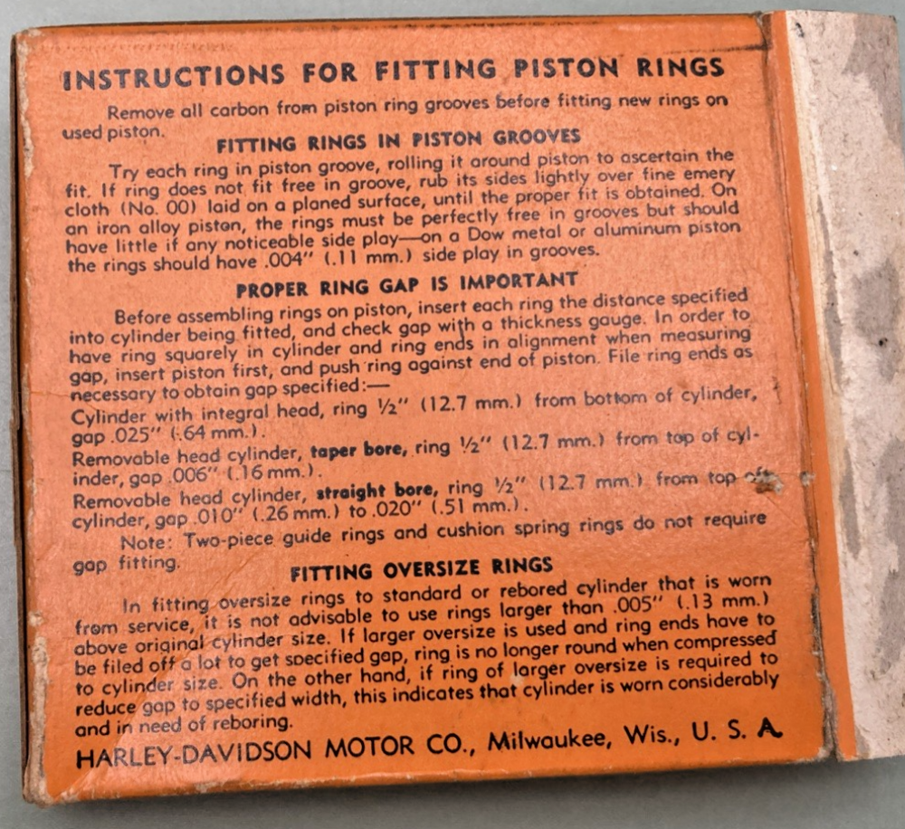 NEW GENUINE HARLEY DAVIDSON 263-40JA PISTON OIL CONTROL RINGS .060 O/S