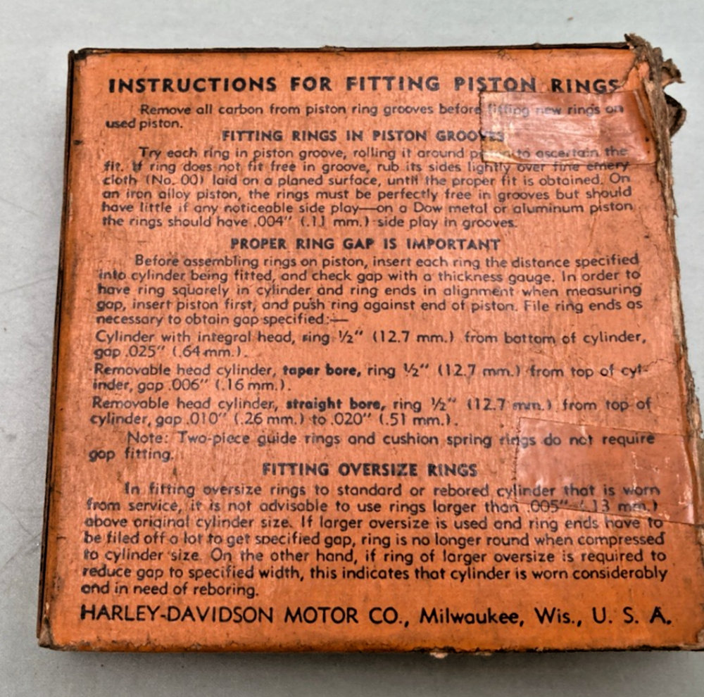 NEW GENUINE HARLEY DAVIDSON  262-37H PISTON RING .050" O/S