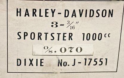 NEW GENUINE HARLEY DAVIDSON J-17551 PISTON KIT WITH RINGS, 3-3/16 BORE O/S .070