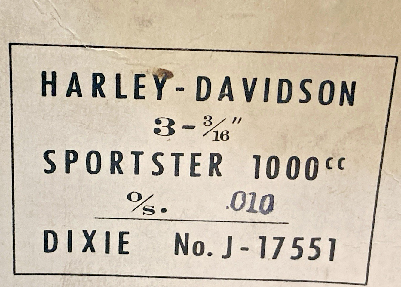 NEW GENUINE HARLEY DAVIDSON J-17551 PISTON KIT, 3-3/16 BORE O/S .010