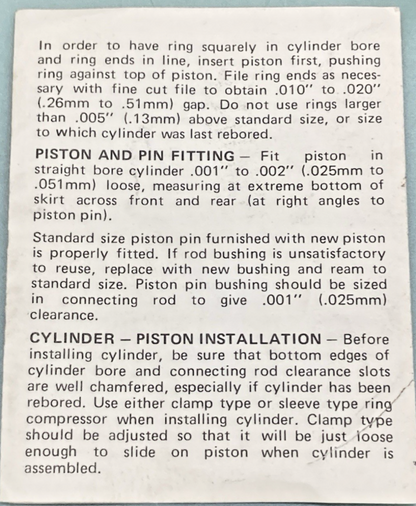 NEW GENUINE HARLEY DAVIDSON J-17551 PISTON KIT, 3-3/16 BORE O/S .010