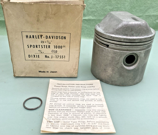 NEW GENUINE HARLEY DAVIDSON J-17551 PISTON KIT, 3-3/16 BORE O/S .010