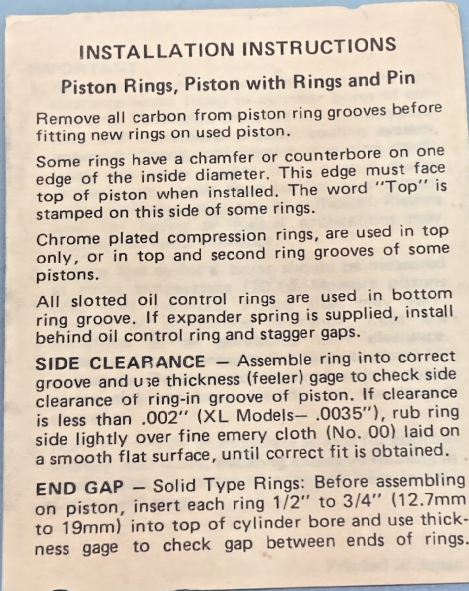 NEW GENUINE HARLEY DAVIDSON J-17551 PISTON KIT, 3-3/16 BORE O/S .010