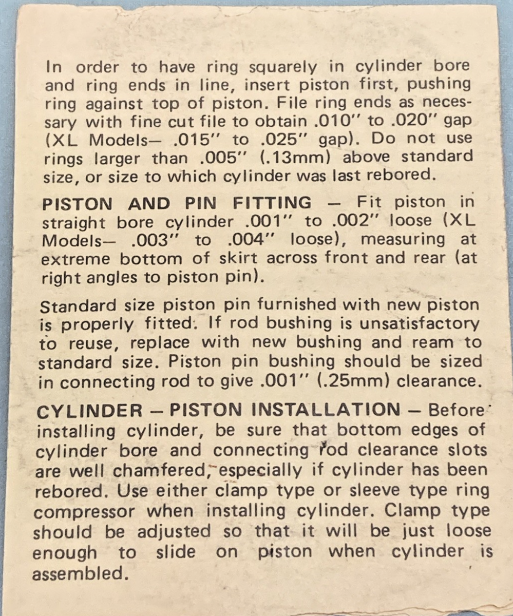NEW GENUINE HARLEY DAVIDSON J-17551 PISTON KIT, 3-3/16 BORE O/S .010