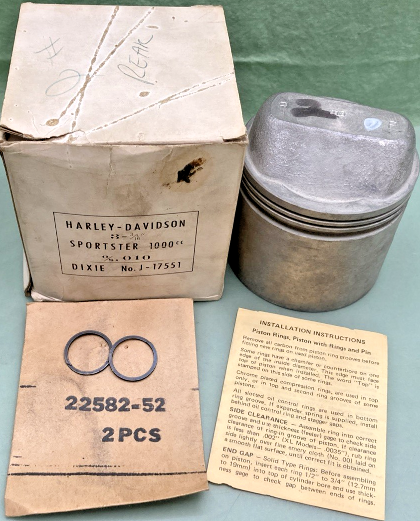 NEW GENUINE HARLEY DAVIDSON J-17551 PISTON KIT, 3-3/16 BORE O/S .010