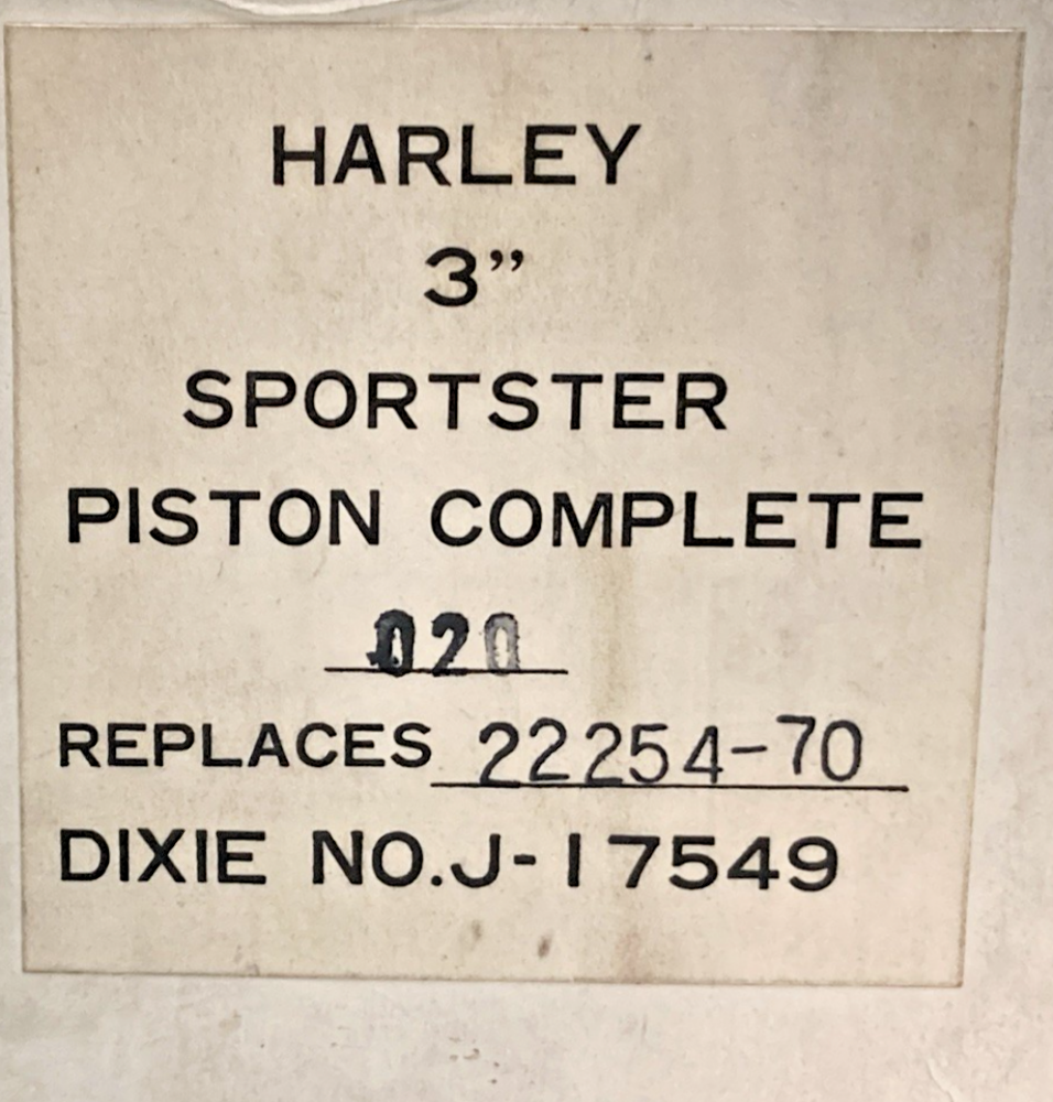 NEW GENUINE DIXIE J-17549 PISTON KIT, 3" BORE O/S .020, HARLEY DAVIDSON 22254-70