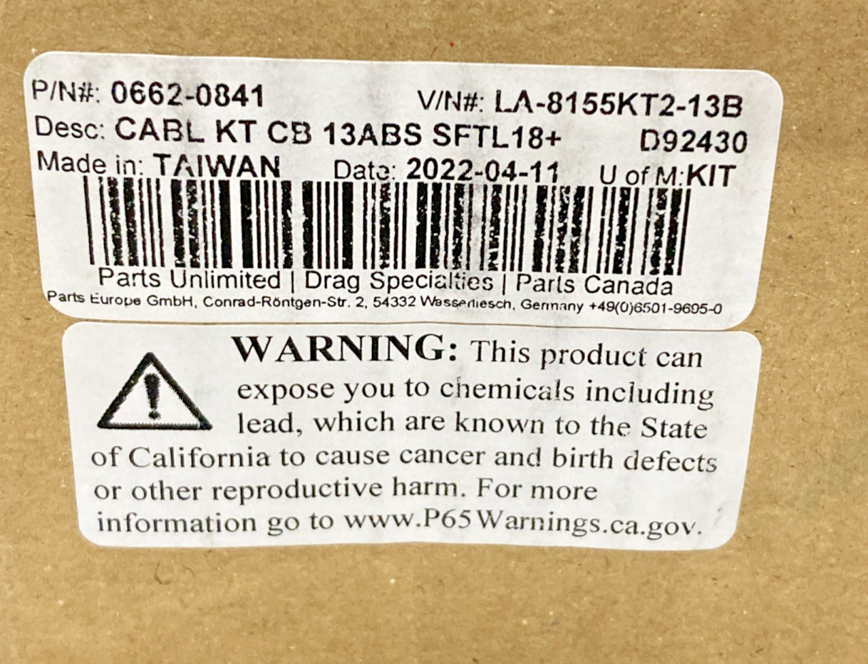 NEW GENUINE LA CHOPPERS LA-8155KT2-13B HANDLE BAR/ BRAKE CABLE KIT