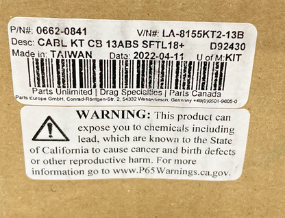 NEW GENUINE LA CHOPPERS LA-8155KT2-13B HANDLE BAR/ BRAKE CABLE KIT