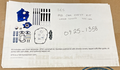 NEW GENUINE S&S CYCLE 0925-1358 M8 CAM CHEST KIT WITH 475 CAM WATER COOLED