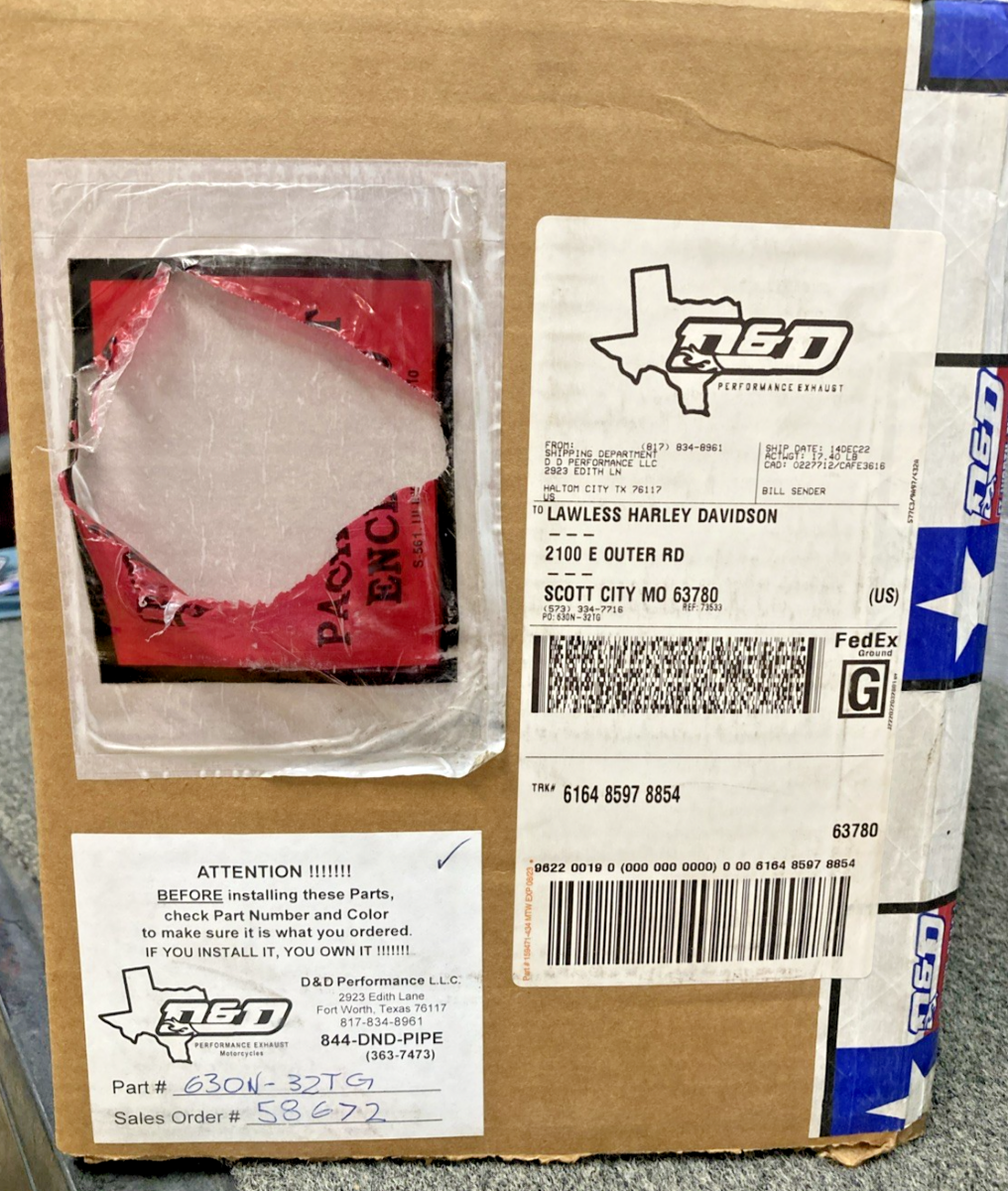 NEW GENUINE D&D 630N-32TG CHROME BILLET CAT DIABLO GHOST PIPE EXHAUST FOR HD