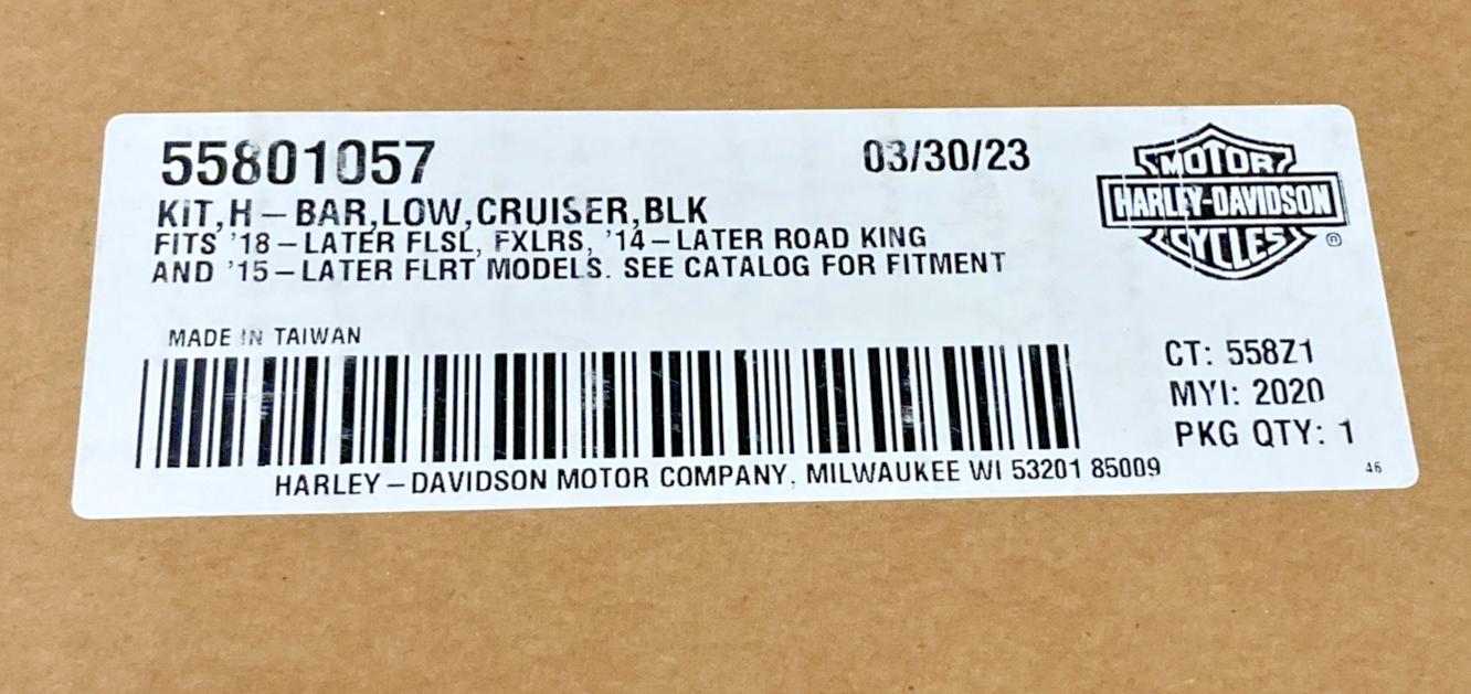 NEW GENUINE HARLEY DAVIDSON 55801057 LOW H-BAR CRUISER KIT, BLACK