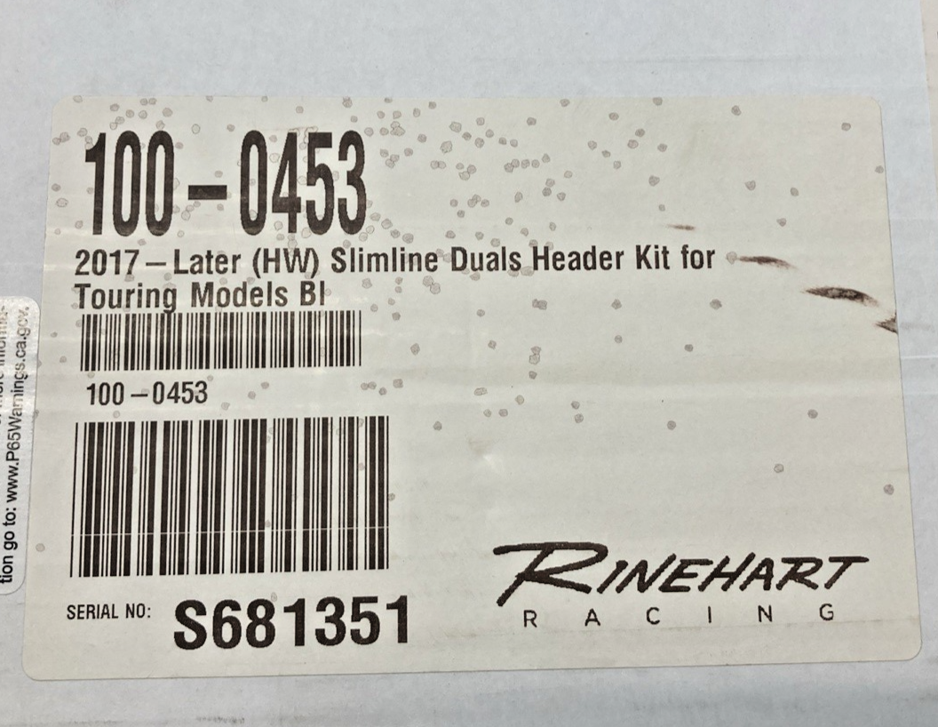 NEW GENUINE RINEHART RACING 100-0453 SLIMLINE DUALS HEADER KIT FOR HD