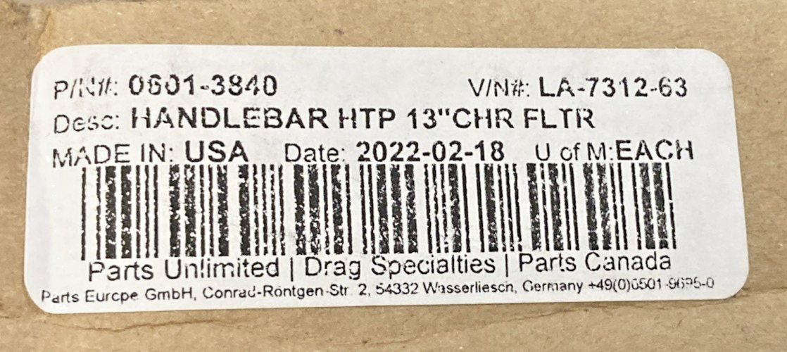 NEW REPLACES LA CHOPPERS LA-7312-63 APE HANGER HANDLE BAR 0601-3840