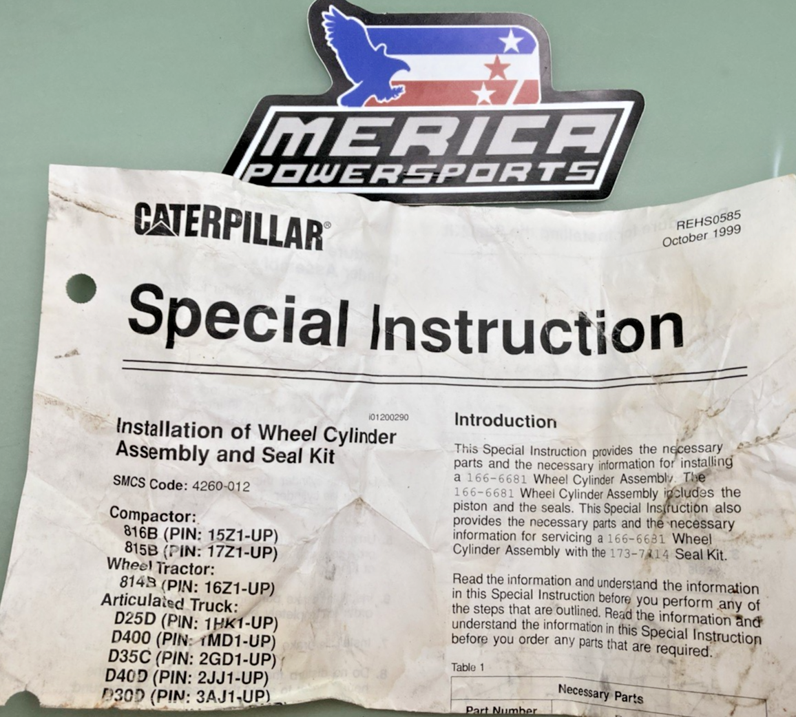 NEW GENUINE CATERPILLAR 166-6681 WHEEL CYLINDER ASSEMBLY AND SEAL KIT