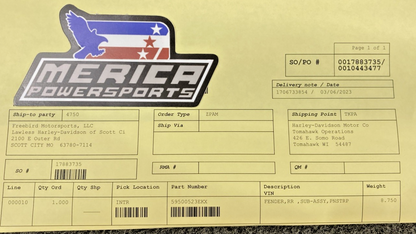 NEW GENUINE HARLEY DAVIDSON 59500523EKX FENDER, RR, SUB-ASSY, PNSTRP