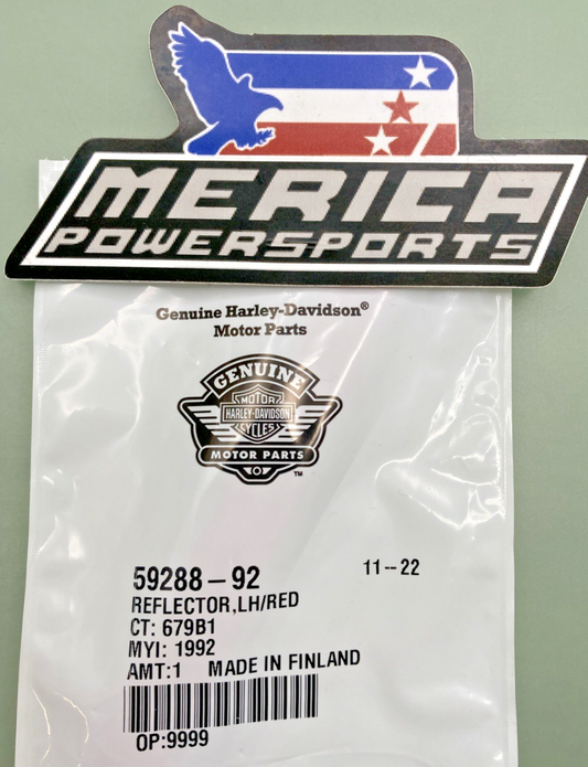NEW GENUINE HARLEY DAVIDSON 59288-92 REFLECTOR RED, LH