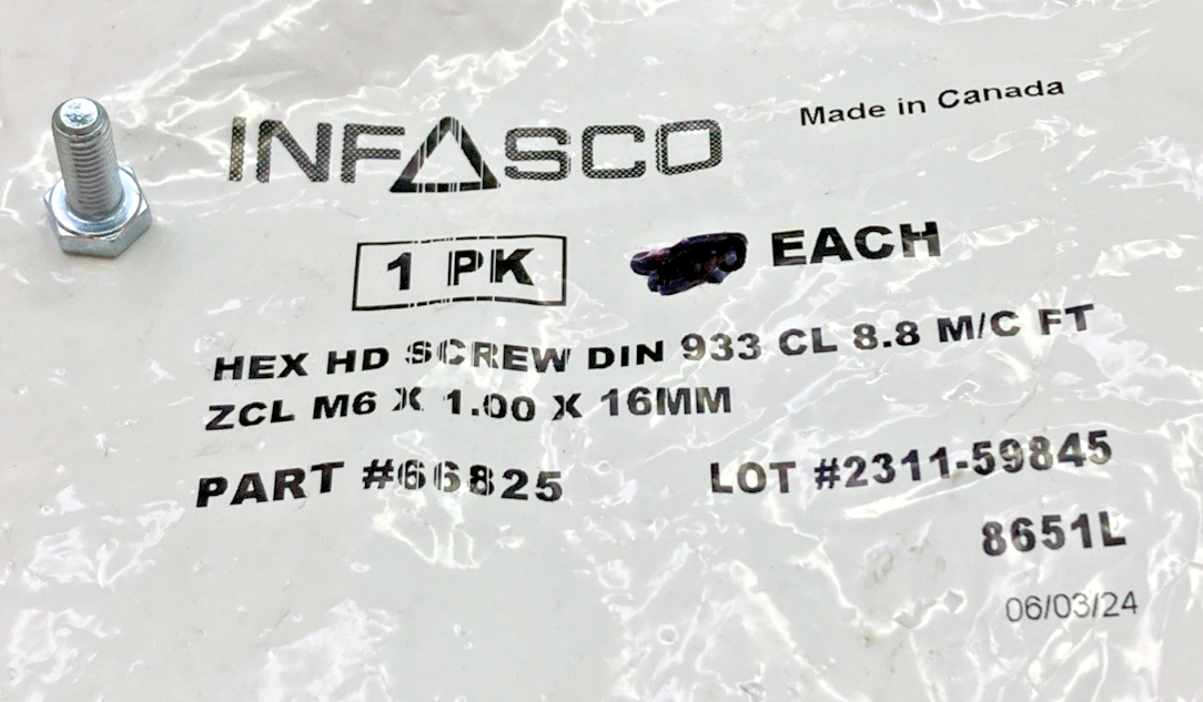 QTY 6 NEW GENUINE INFASCO 66825 HEX CAP SCREW M6 X 1.00 X 16MM FOR HARLEY DAVIDS