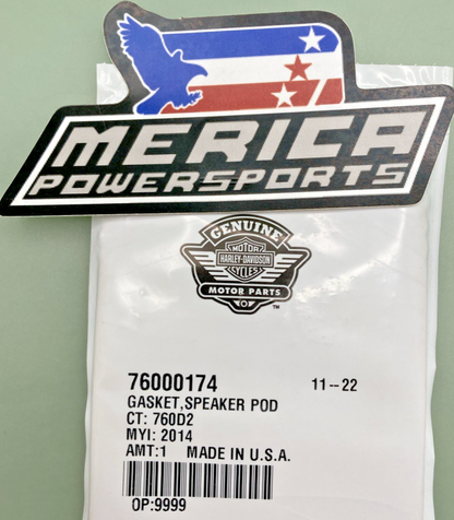 NEW GENUINE HARLEY DAVIDSON 76000174 GASKET, SPEAKER POD