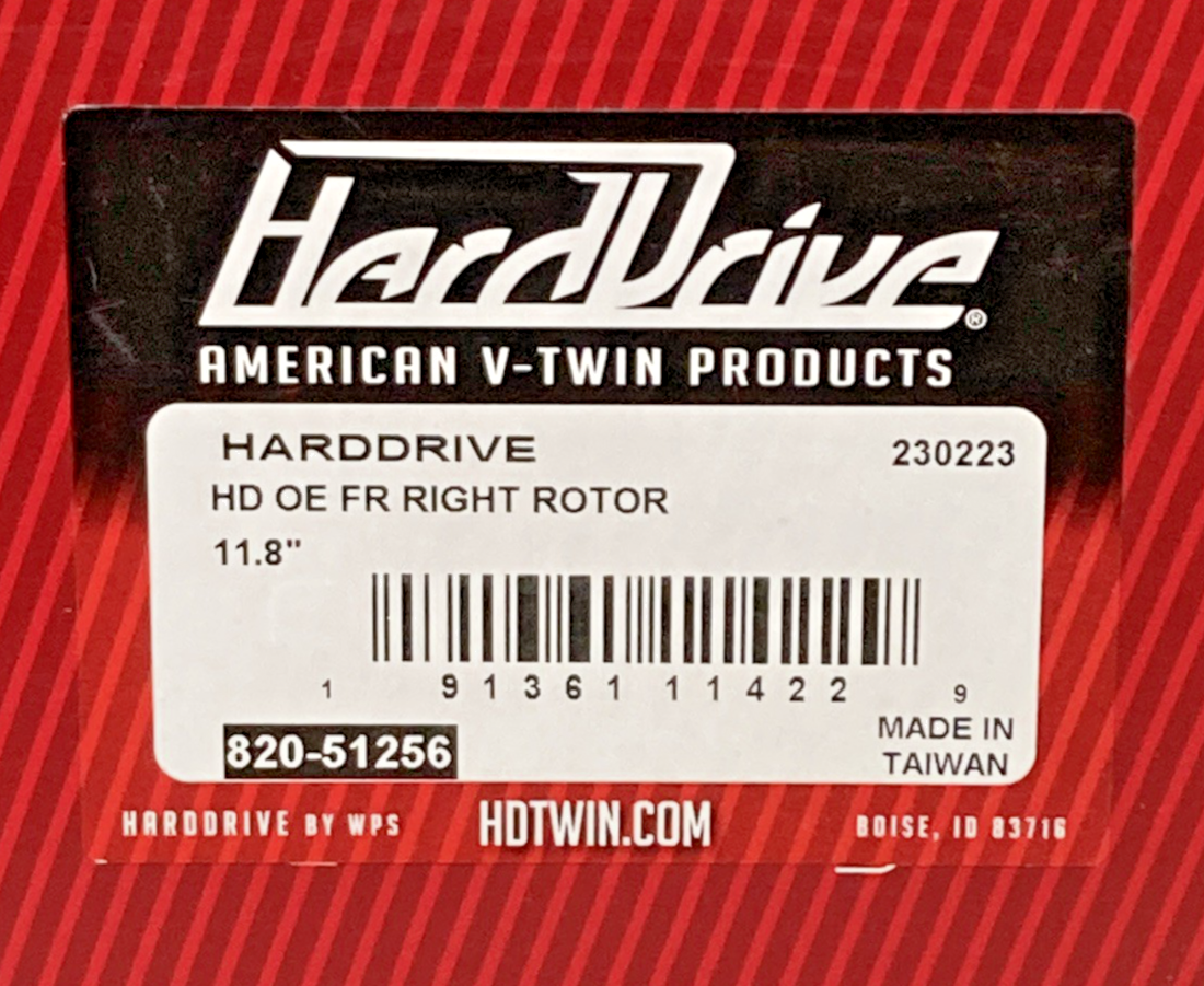 NEW GENUINE HARDDRIVE 820-51256 FRONT RIGHT ROTOR 11.8" FOR HARLEY DAVIDSON