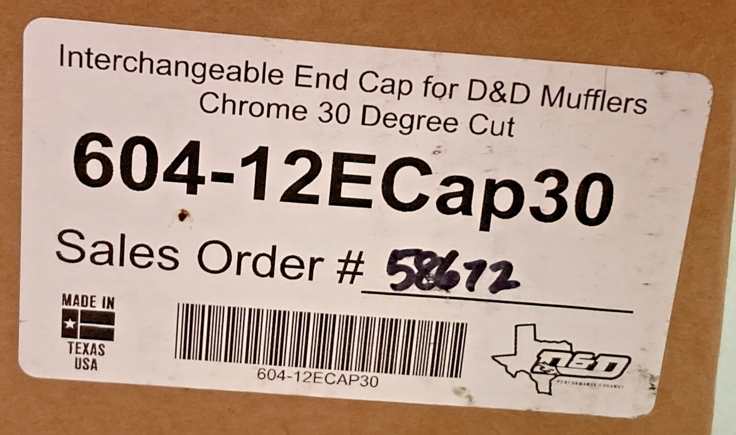 NEW GENUINE D&D 604-12ECAP30 INTERCHANGEABLE MUFFLER END CAP 4" 30 DEGREE CUT