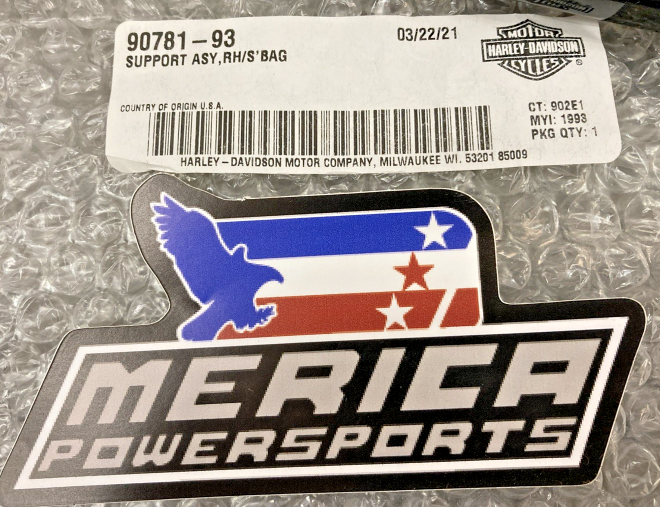 NEW GENUINE HARLEY DAVIDSON 90781-93 RH SADDLEBAG SUPPORT