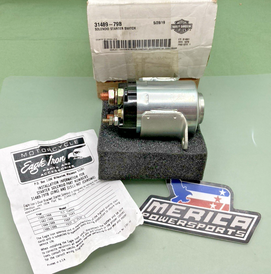 NEW GENUINE HARLEY DAVIDSON 31489-79B CHROME STARTER SOLENOID