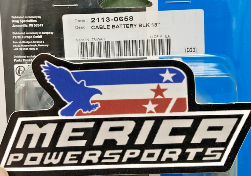 NEW GENUINE DRAG SPECIALTIES 2113-0658 BATTERY CABLE 18"
